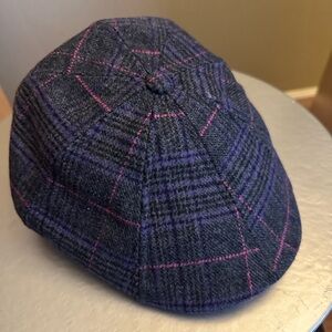 Plaid Wool Women's Hat - Purple and Pink